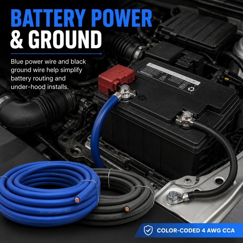 4 Gauge Wire, 50 FT CCA 4 AWG Power Ground