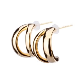 LOKUMI jt-18 Earrings, Made in Japan, 18K Gold, K18 Post K18, Hypoallergenic Hoop, Craft Series, Women's Hoop Earrings, Simple, Small, Nuance, 18K Gold, Popular, Nickel-free, Gift, Present, Brass