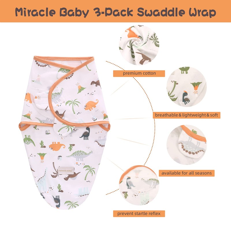 3-Pack Baby Swaddle Sleep Sacks - Newborn Swaddle Sack 0-6