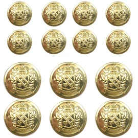 KENDANY 14 Piece Metal Blazer Button Set - for Blazer, Suits, Sport Coat, Uniform (Gold 0.71inch 0.9inch)