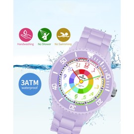 Kids Watch for Boys Girls,Educational Wrist Watch for Children,Children's Watch for Girls and Boys,Analog Watch with Rotating Bezel with Exercises,Easy to Learn to Read