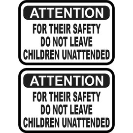 StickerTalk Do Not Leave Children Unattended Vinyl Stickers, 2 Stickers, 3 inches by 2 inches Each