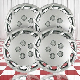 Brighter Design Set of 4 14" Push-on Silver Hubcaps for Toyota Camry 1997-1999