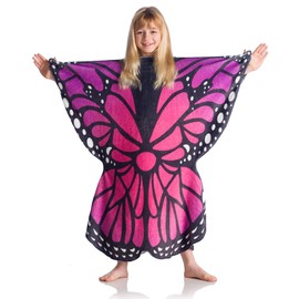Kanguru, Soft Wearable Blanket Butterfly Shape Reversible Blue and Pink Oversized Allows Movement Elegant Gift Idea for Girls from 6 to 16 Years, Christmas or Birthday