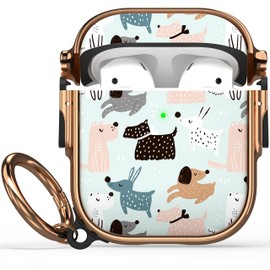 Maxjoy for AirPods Case with Lock, Cute AirPod Case Lock Hard Protective AirPods 2 Cover for Women Men with Keychain for AirPod 2nd 1st Generation Cover 2&1, Dog