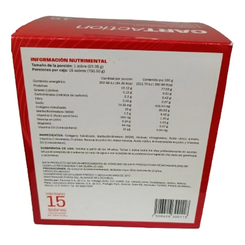 Suplemento Alimenticio Elmor Cartaction Caja Sobres