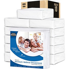 Utopia Bedding Waterproof Premium Zippered Mattress Encasement - Fits 12 Inches Mattress (Pack of 10, Queen)