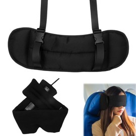 Piashow Airplane Pillow, 3D Sleeping Mask for Side Sleepers, Travel Pillow for Airplanes, Pillow and Eye Mask in One for Airplane, Travel, Office, Black