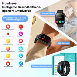 2025 Smartwatch ECG/BV / Uric Acid / BMI Men Women Health Watch with Phone Function/SOS Button, 24H Heart Rate SPO2 Blood Pressure Body Temperature Sleep Monitor Fitness Watch for Android/iOS