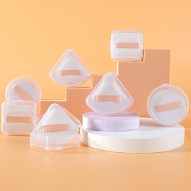 Fan-shaped Mochi Makeup Puff with Case Triangular Type 10ea