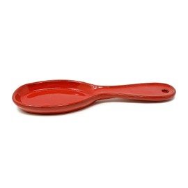 Verano Spanish Ceramics Selena Glaze Hand Dipped Decorative Spoon Rest - Home Décor Dining Tabletop Dishware Sharing Serving Utensils Kitchen Teaspoon & Tea Bag Holder - 27cm Red