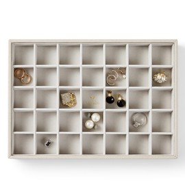 VEE&CO. Stackable Jewelry Organizer Trays for Drawers, Jewelry Drawer Inserts Container Display Case Storage for Earring Necklace Rings Bracelet with Removable Dividers