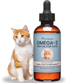 Omega 3 Fish Oil for Cats - Promotes Healthy Skin, Shiny Coat, & Strong Joints - No More Cat Dandruff - 4 oz with EPA & DHA 330 mg Omega-3's per 1 mL - Freshly Bailey