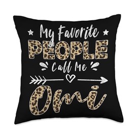 My Favorite People Call Me Omi German Grandma Leopard Throw Pillow
