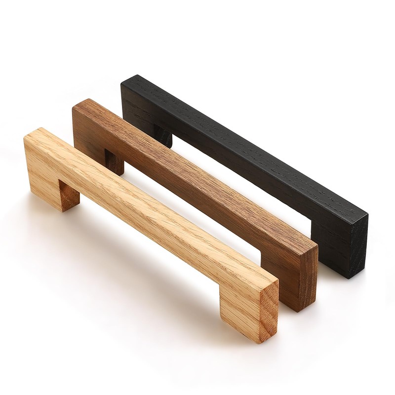 Evionlin Walnut Square 5 in 2 pcs Wooden Drawer Pulls