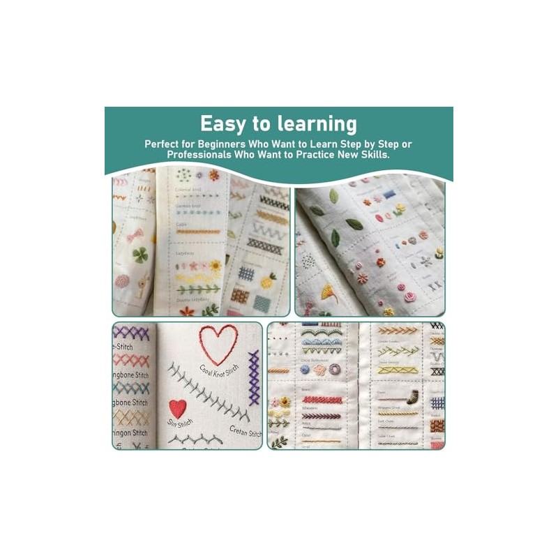 Libro de aprendizaje de bordado, Kit de libro de puntadas