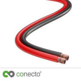 conecto Speaker Cable CCA 2 x 1.50 mm², 25.0 m, Audio Cable with Polarity Marking for HiFi Speaker Boxes Subwoofer, Red/Black