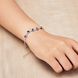 Philip Jones Dark Blue Crystal Chain Bracelet Created with Zircondia® Crystals