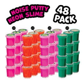 Party Favors for Kids - 48 Mega Party Favor Pack of Slime - Mini Noise Putty in Assorted Neon Colors - Bulk Toys - Stocking Stuffers - and Birthday Party Favors - Bulk Pack of 4 Dozen