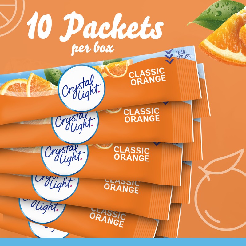 Crystal Light On The Go Classic Orange, 10-Count Boxes (Pack