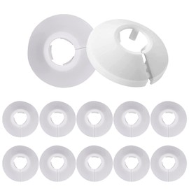 Pack of 12 Radiator Rosettes, Heating Pipe Rosettes, Plastic Radiator White Cover, Pipe Cover, Pipe Clamp, Single Rosette for Heating Pipes, Cover, Pipe Collar, Heating, Radiator, 16 mm