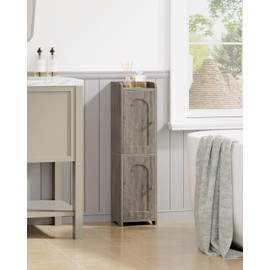 Hzuaneri Bathroom Storage Cabinet, Corner Floor Cabinet with 2 Doors and Adjustable Shelf, Narrow Toilet Paper Cabinets, Bathroom Organizer for Small Spaces, Greige BC49905X