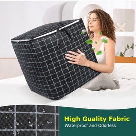 Minicoco 2Pcs Storage bags 100L Large Capacity Clothes Storage Bags with Reinforced Handle Storage Bag for Moving House Storage Clothes Bedding Duvet Foldable Waterproof Moisture Proof clothes bags