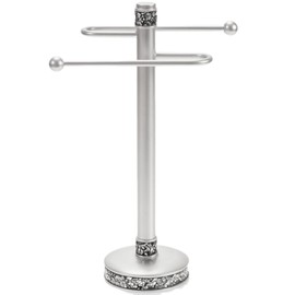 Creative Scents Crackled Glass Countertop Towel Stand, Decorative Silver Fingertip Towel Holder, Durable Resin Free Standing Towel Rack, for Elegant Counter Top Bathroom/Shower/Kitchen Decor