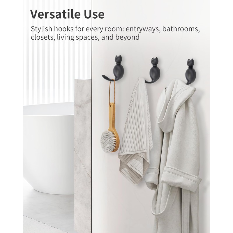 RIXIGOOD Decorative Wall Hooks Cute Cat, Coat Hooks Wall Mount