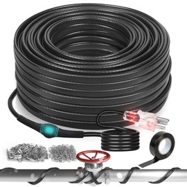 3FT-160FT Heat Tape for Water Pipes, -40°F Deicing Pipe Heat Tape,Thermostat Wire,Heating Cable Pipe Heating Cable,Heat Tape with Thermostat,Gutter Heat Cable,Heated Water Hose,120V 8W/ft（160FT）