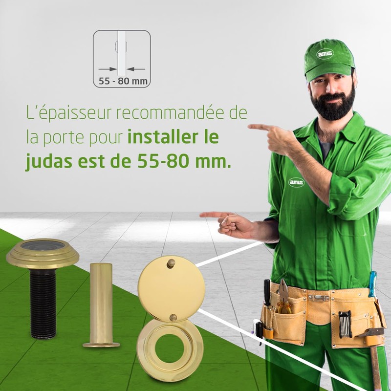 Amig - Ultra Wide Angle Brass Door Viewer | Easy