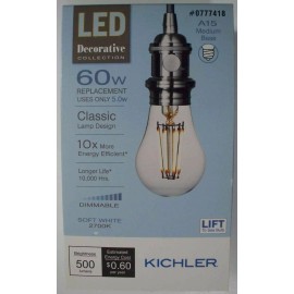 Kichler LED 60W/5W A15 Medium Filament-Soft White 2700K-Dimmable