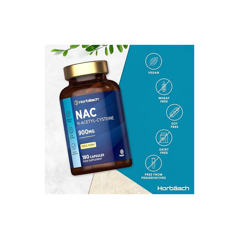 NAC N-Acetyl-Cysteine 900mg Supplement | 180 Vegan Capsules | Amino