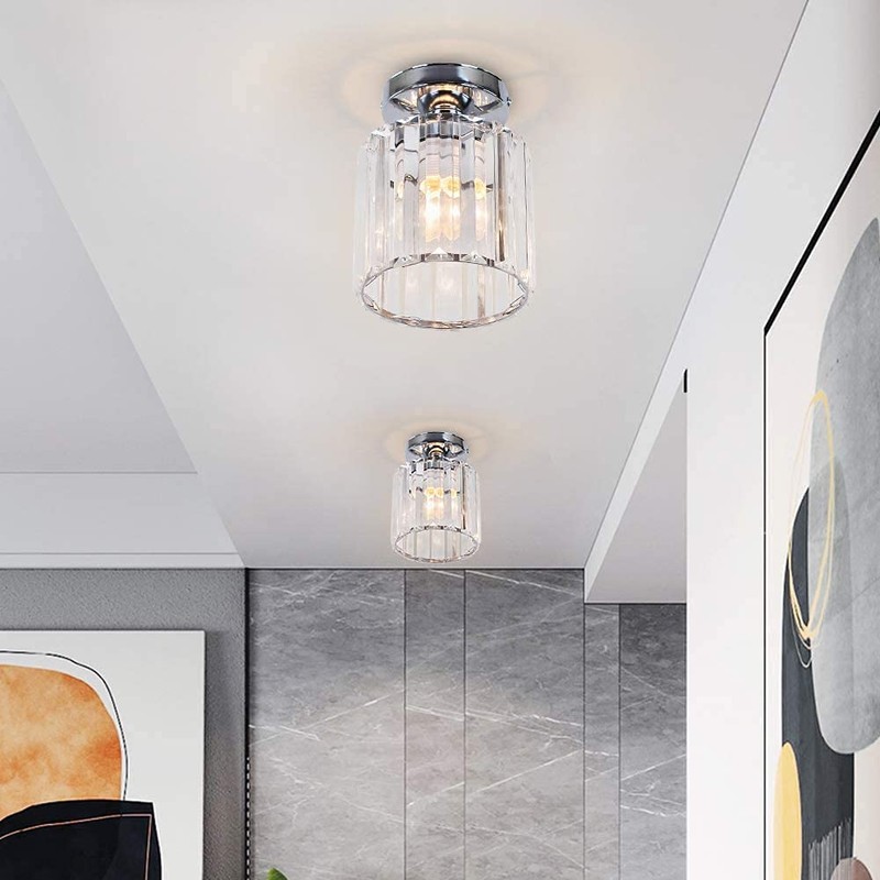 Crystal Ceiling Light Mini Chandelier Flush Mount Close to Ceiling