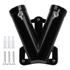 UVKDEENK 2 Pack Flag Pole Holder, Universal 1" Flagpole Wall Mount Bracket, Hitch Flag Mounting Bracket with Hardware for Outside House Porch, Balcony Railing Black