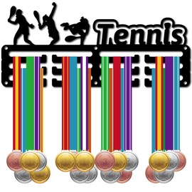 CREATCABIN Tennis Medal Holder Medal Hanger Display Rack Sports Metal Hanging Awards Iron Small Mount Decor Awards for Wall Home Women Badge Running Gymnastics Swimming Medalist Black 11.4 x 5.1 Inch