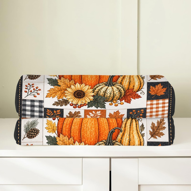 Fall Throw Blanket Soft Cozy Warm Plush Fluffy Fuzzy Fleece