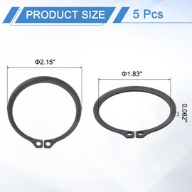 sourcing map 5Pcs 2" Internal Retaining Ring Circlip, 65 Mn Spring Steel Internal Circlip Snap Rings C-Clips for Grooved Shafts Studs, Black