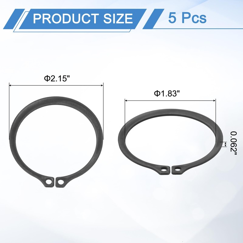 sourcing map 5Pcs 2" Internal Retaining Ring Circlip, 65 Mn