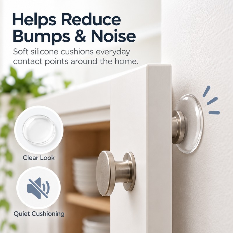 Self-Adhesive Door Handle Bumpers for Wall Protection – Transparent Soft