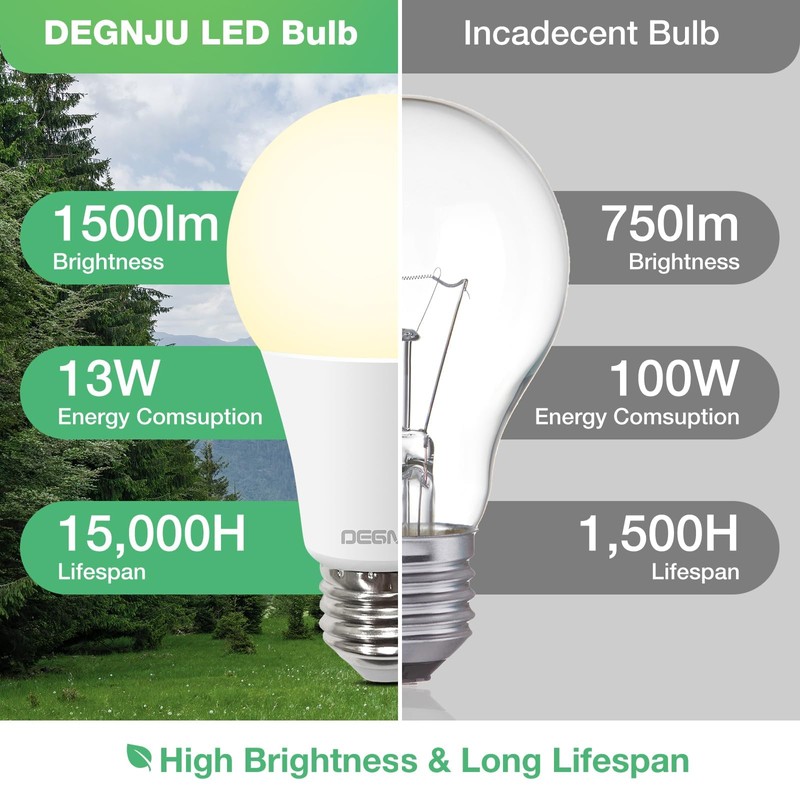 DEGNJU A19 Light Bulbs 100 Watt Soft White, Light Bulb