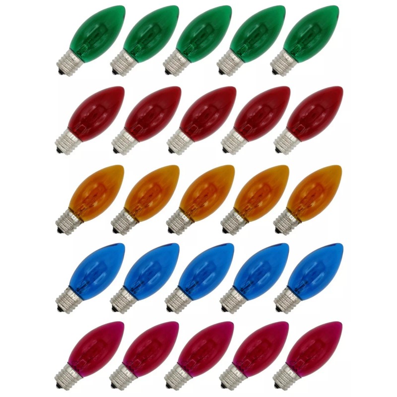 Creative Hobbies 25 Steady Burning C9 Light Bulbs - Transparent