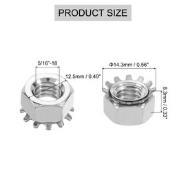 QUARKZMAN 50pcs 5/16"-18K Locking Nut with Outer Toothed Washer 304 Stainless Steel Star Locking Nuts Washers Silver