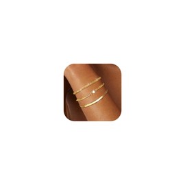 MUCCA 3Pcs Gold Bracelet for Women Elegant Layered Bracelets for Womens Stackable Gold Plated Bangle Adjustable Chain Link Wrist Jewelry Gift for Her Anniversary Birthday Party