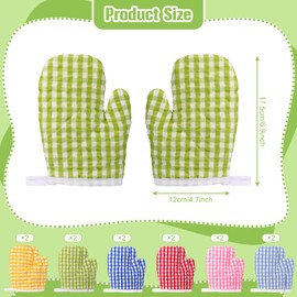 Uiifan 12 Pairs Oven Mitt for Kid Heat Resistant Kitchen Mitt Checkered Oven Mitten for Safe Baking Cooking BBQ Microwave Grilling