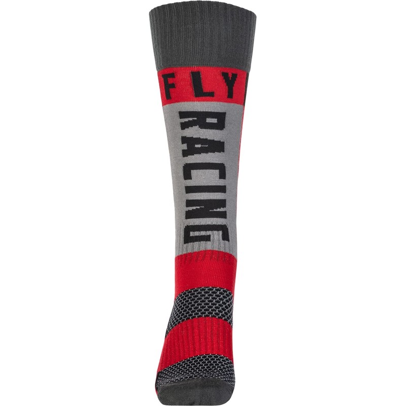 Fly Racing 2022 MX Riding Socks (Thick Red/Grey, SM/MD)