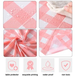 Oudain 6 Pcs Disposable Plastic Tablecloth with Gingham Table Runner Design 108 x 54'' Checkered Buffalo Plaid Rectangle Table Cover for Picnic Birthday Wedding Party