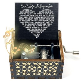 ukebobo Can't Help Falling in Love Wood Music Box, Engraved Musical Boxes for Love One, Anniversary Valentine Birthday Wedding for Lover Boyfriend Girlfriend Husband Wife-529