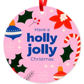 Soul Décor Have A Holly Jolly Christmas 2024 Ornament, Velvet Pouch Included, Large 3.75" Round Metal Ornament
