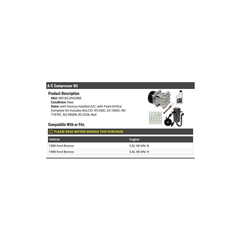 A/C Compressor Kit - Compatible with 1989 Ford Bronco V8